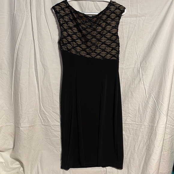 Connected Apparel Dress 8 Black Sparkle Drape Nwot Stretch Formal Mother Bride - Picture 6 of 10